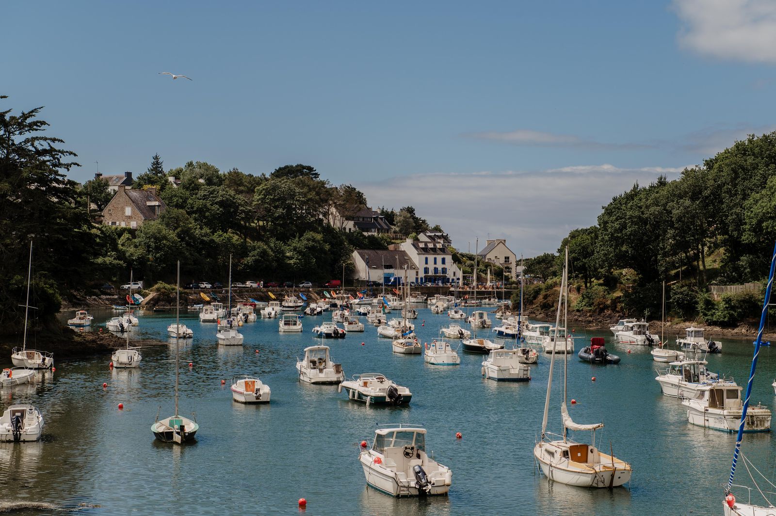 Doëlan harbour, its boats and granite houses